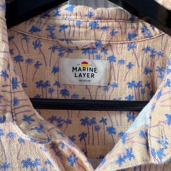 Marine Layer Yellow and Blue Casual Button Down Shirt - Picture 3 of 4